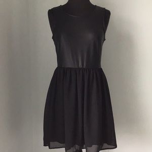 Retro Doll Faux Leather / Chiffon Dress